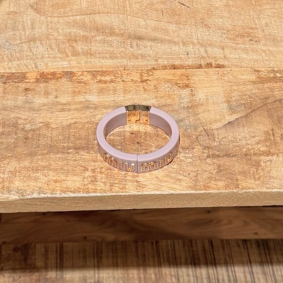 Miu Miu Orchid Pink Plexiglass Enamel Logo Hinged Bracelet - Picture 6 of 11